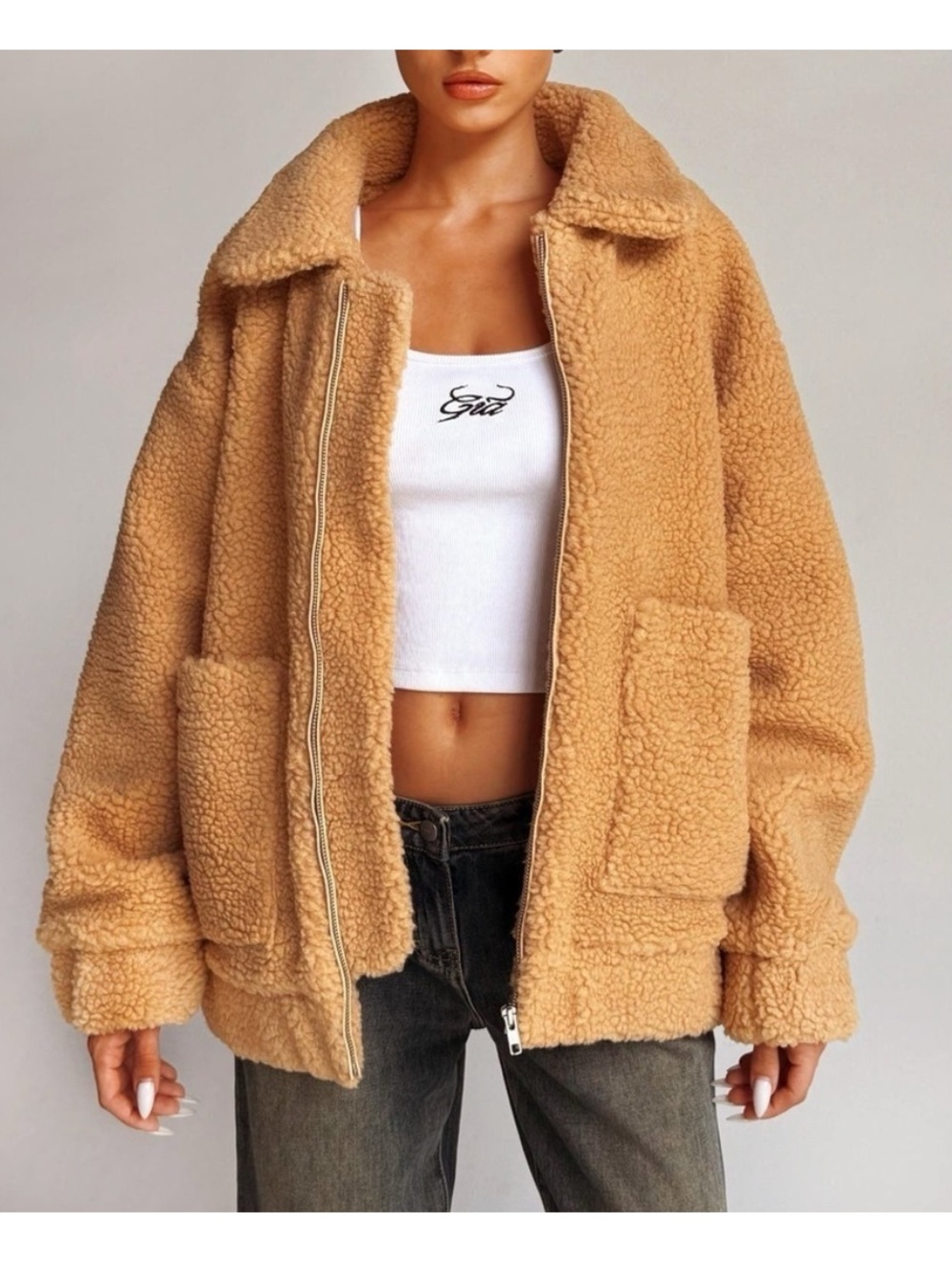 I.AM.GIA Pixie Coat Teddy Jacket Caramel Tan Faux Fur Sherpa Size Small